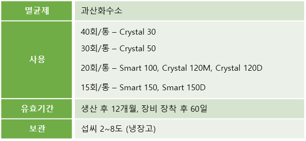 멸균제, 과산화수소, crystal, smart, 30, 50, 100, 120, 150, 냉장